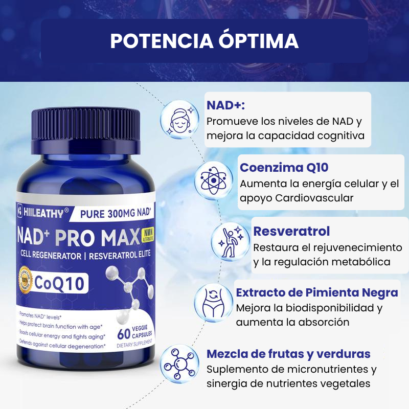 NAD+ 300mg Puros para tu Regeneración Celular | Hiileathy™