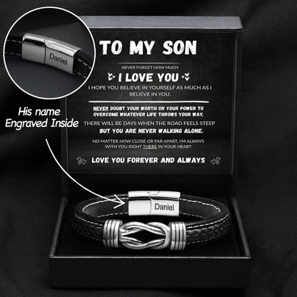 Son's Infinity Bracelet Gift Set w/ Engraved Name